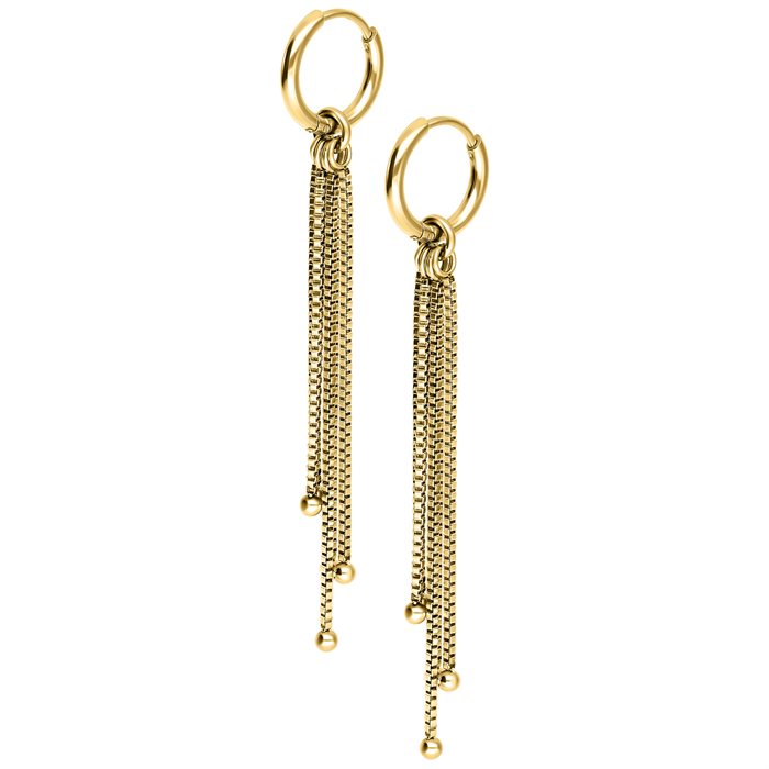 Guldiga Square Chains Hoops - Säljs i par