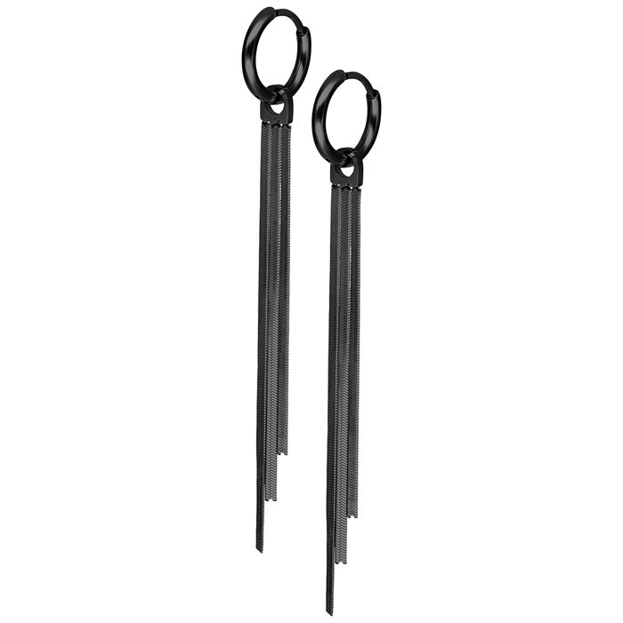Svarta Snake Chain Hoops - Säljs i par
