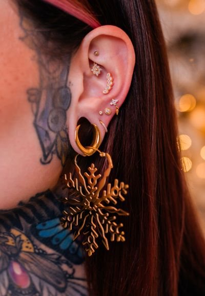 Rosé Snowflake Hoops - Säljs i par