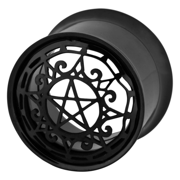 Pentagram Internally Threaded Tunnel - Black Steel
