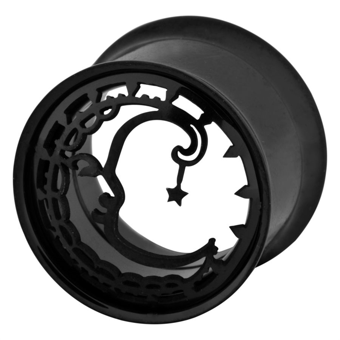 Moon Internally Threaded Tunnel - Black Steel