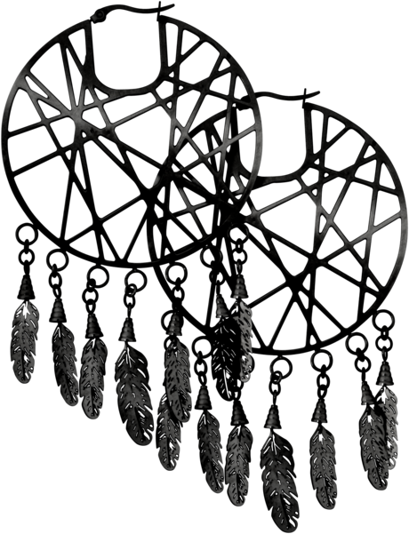 Svarta Dreamcatcher Hoops - Säljs i par