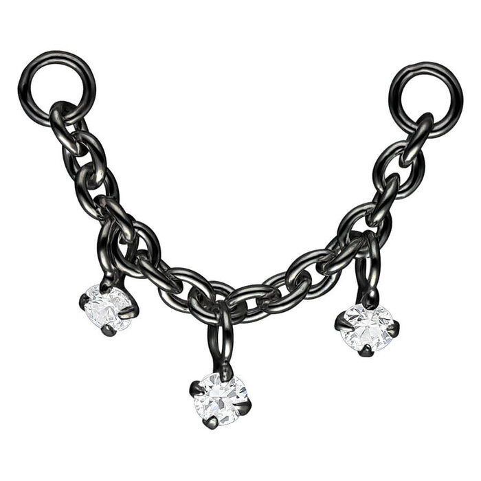 Product Image for Näspiercing - Piercing Connection Chain - Svart Crystal Pendants - Barbarella