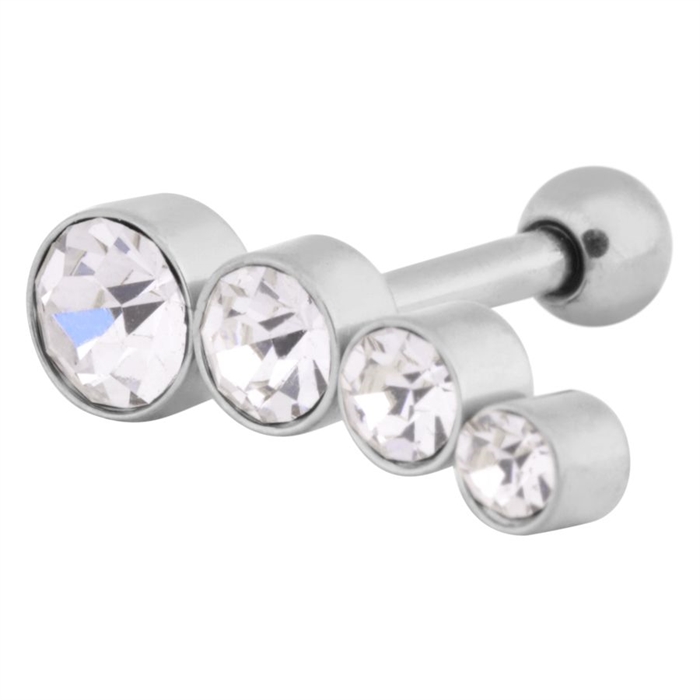 Four Crystals Helix Ear Stud - Stål