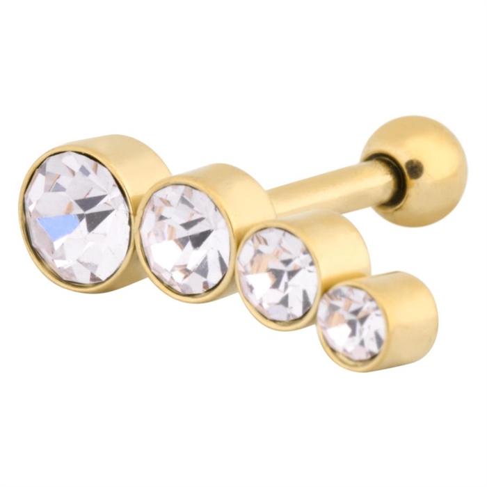 Four Crystals Helix Ear Stud - Guld Stål