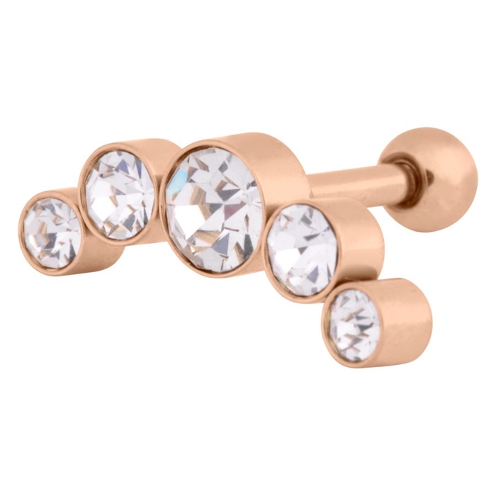 Product Image for Öronpiercing - Five Crystals Helix Ear Stud - Rosé Stål - Barbarella
