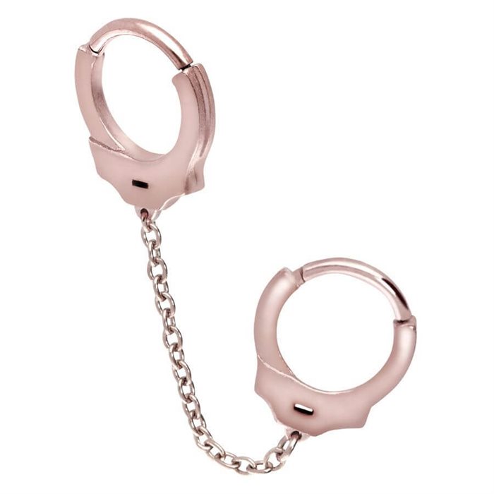 Cuffs with Short Chain - Rosé Stål