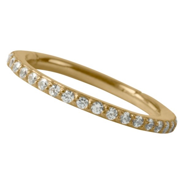 Pave Setting Crystal Hinged Clicker Ring - Guld Titan