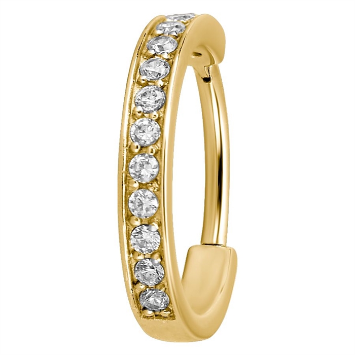 Jewelled Hinged Ring - Golden Steel