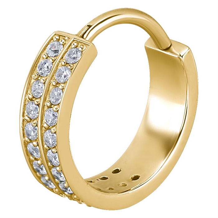 Double Jewelled Hinged Conch Ring - Guld Stål