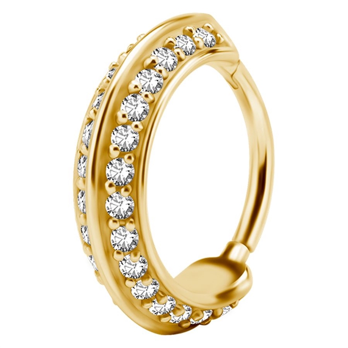 Double Side Jewelled Hinged Ring - Guld Stål