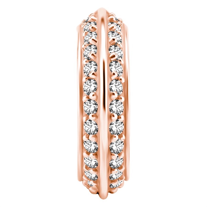 Double Side Jewelled Hinged Ring - Rosé Stål