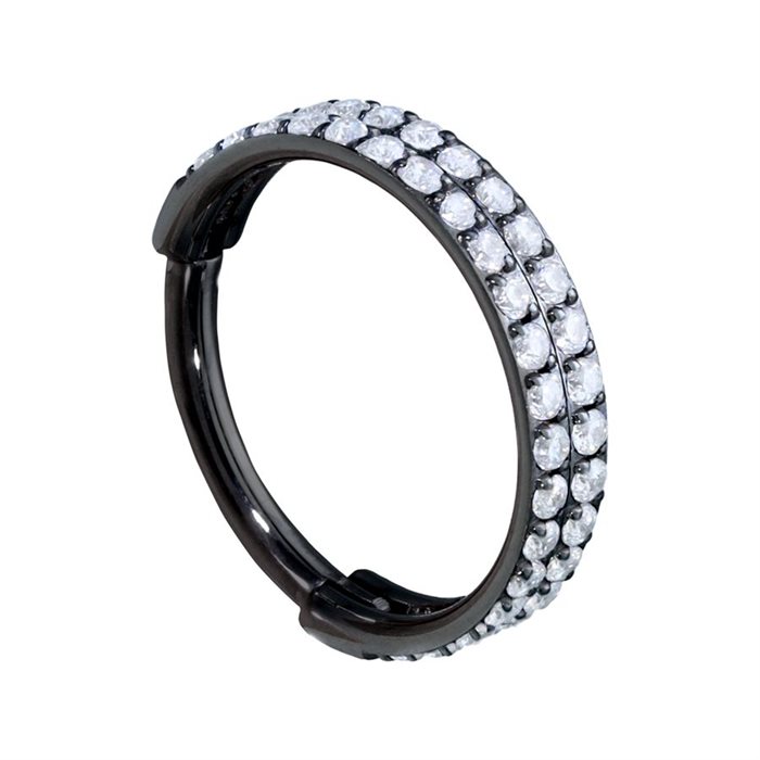2 Rings Crystal Clicker - Svart Stål
