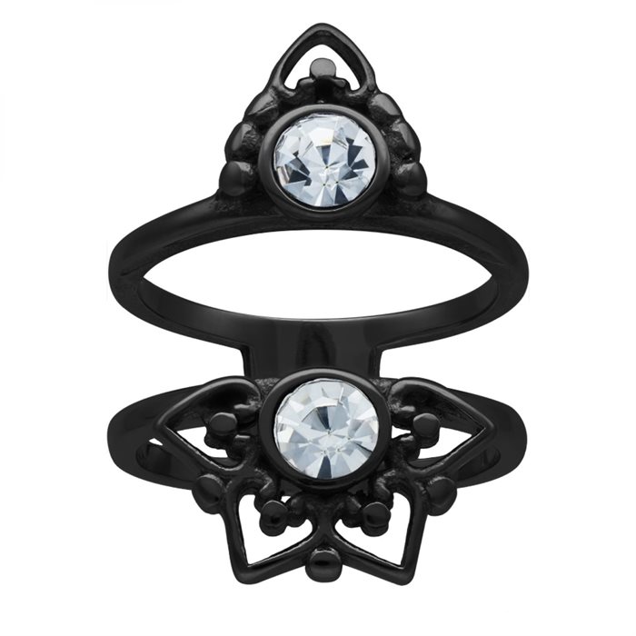 Black Mandala Finger Ring