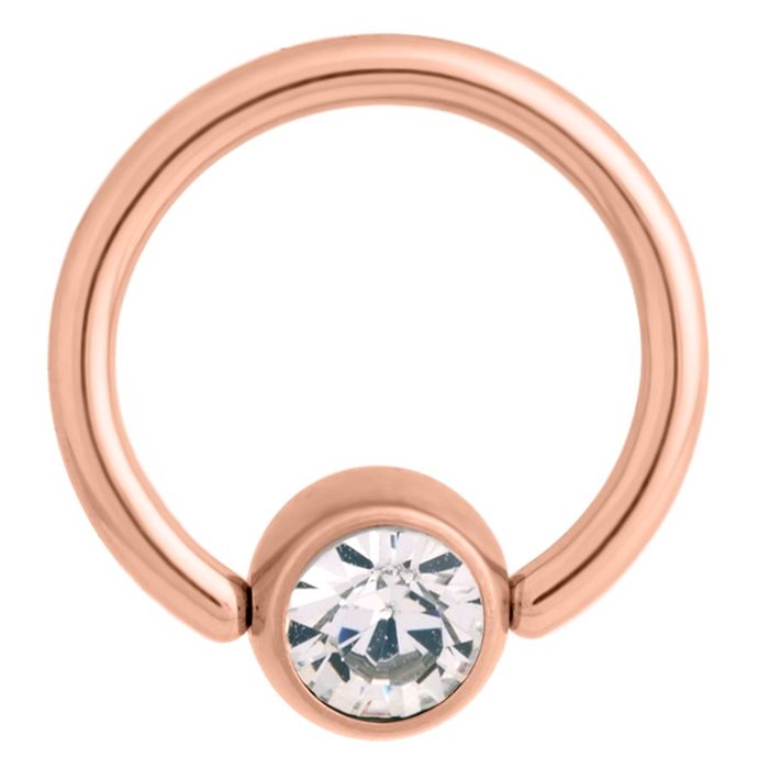 Flat Back Jewelled Smiley Ring - Rosé Titan