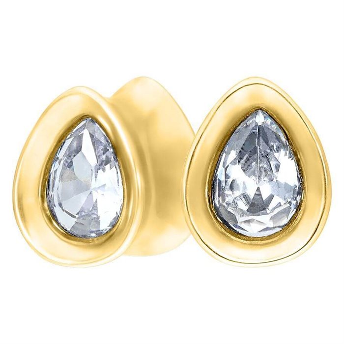 Golden Oval Crystal Plugs (sold in pair)