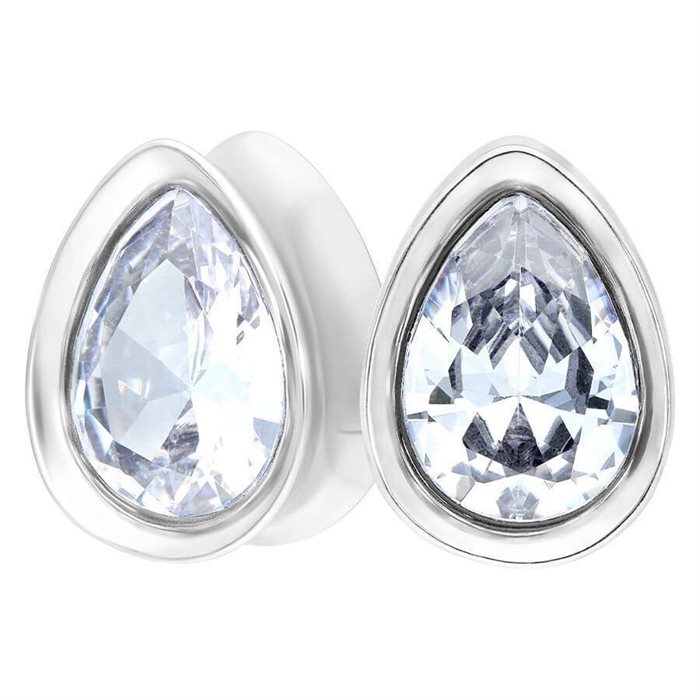 Oval Crystal Plugs (sold in pair) - Stål 