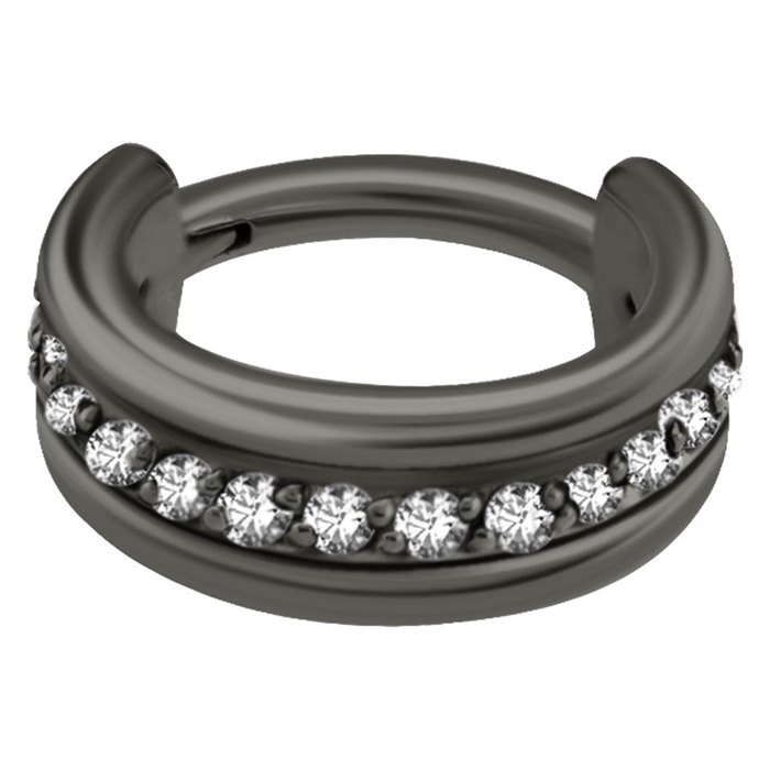 Jewelled Hinged Clicker - Svart Stål