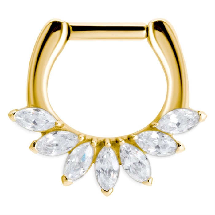 Hinged Septum Clicker Marquise- Guld Stål
