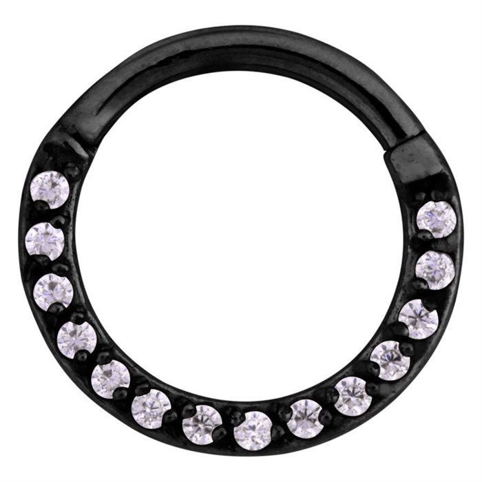 Pave Set Hinged Septum Clicker - Svart Titan