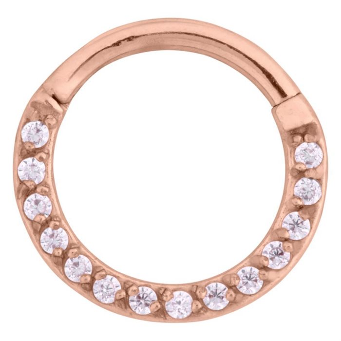Pave Set Hinged Septum Clicker - Rosé Stål