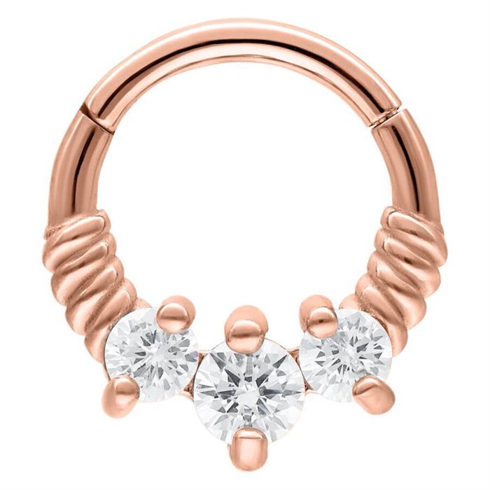 Three Crystals Clicker -Rosé Stål