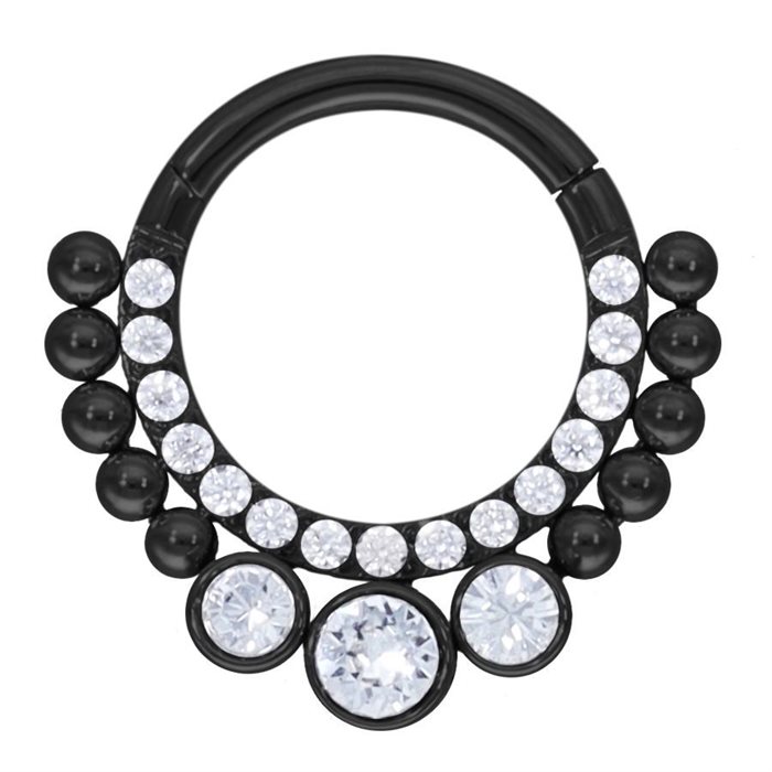 Hinged Crystal Tears Clicker - Svart Stål