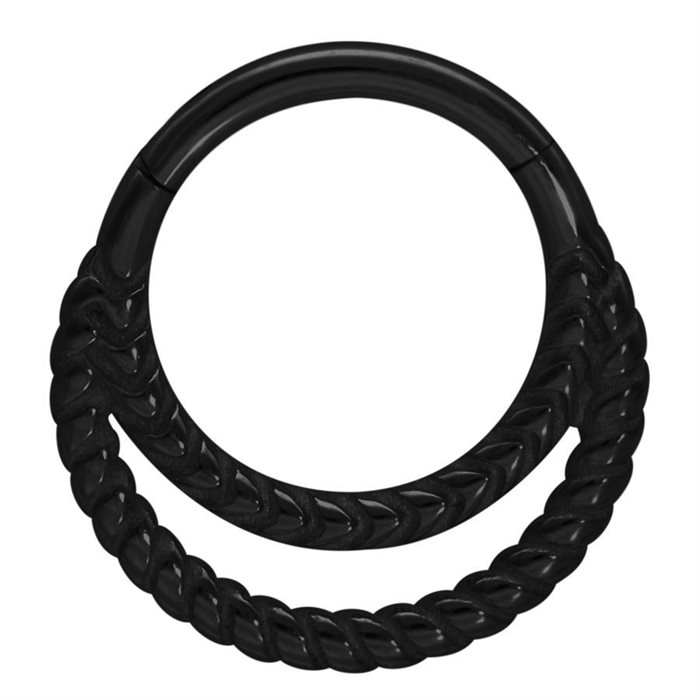 Double Twisted Rings Septum Clicker - Svart Stål