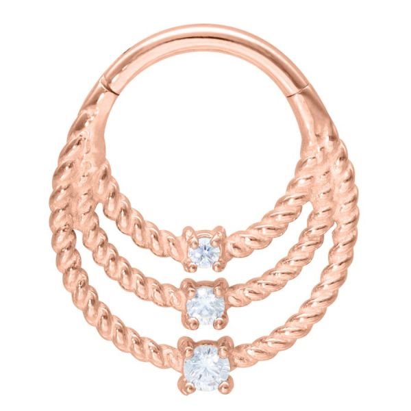 3 Twisted Rings Clicker - Rosé Stål