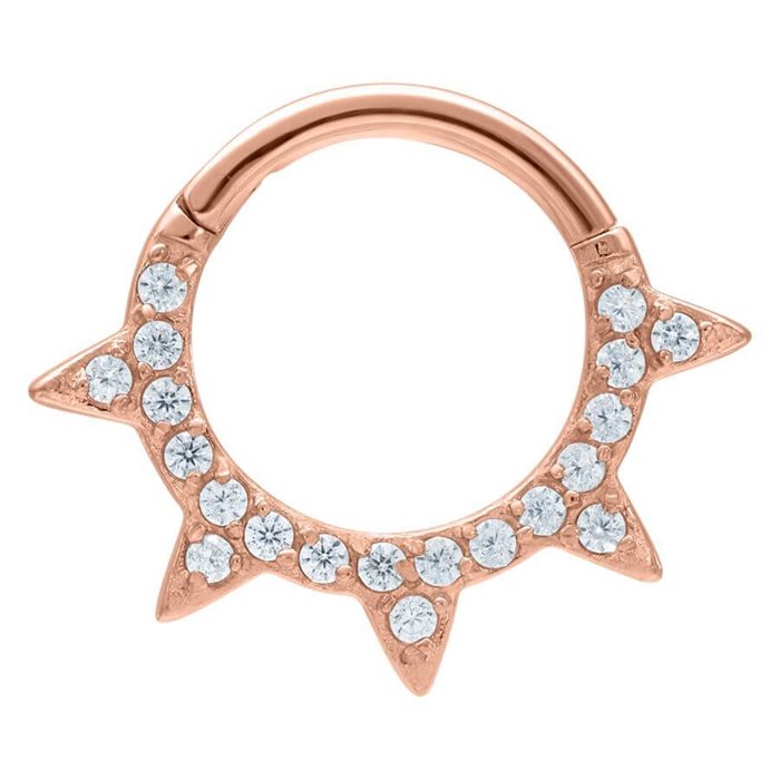 Sparkle Spikes Septum Clicker - Rosé Stål