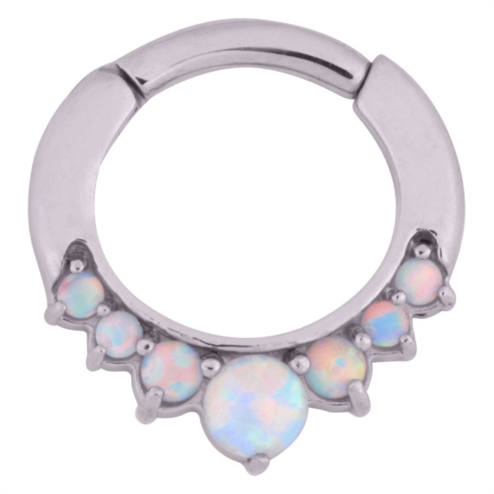 Product Image for Septumpiercing - Hinged Icicle Opal Prong Septum Clicker - Stål, Vit - Barbarella