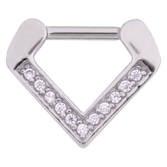 Jewelled Triangle Septum Clicker - Stål