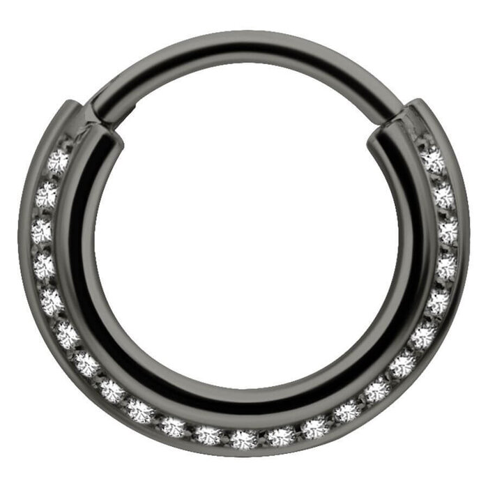 Product Image for Septumpiercing - Triple Slanted Hinged Septum Ring w. Cubic Zirconia - Svart Stål - Barbarella