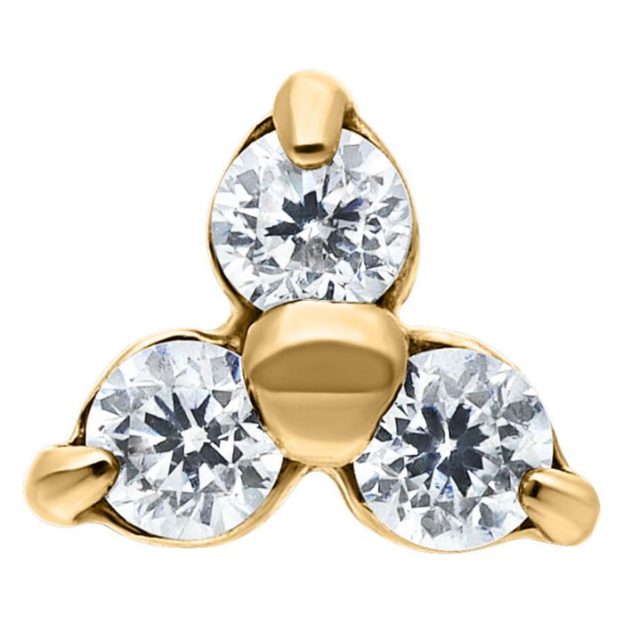 Golden Trinity Dermal Top - Internally Threaded Jewellery