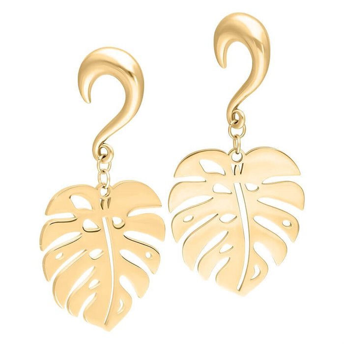 Guldiga Monstera Leaf Ear Weights - Säljs i par