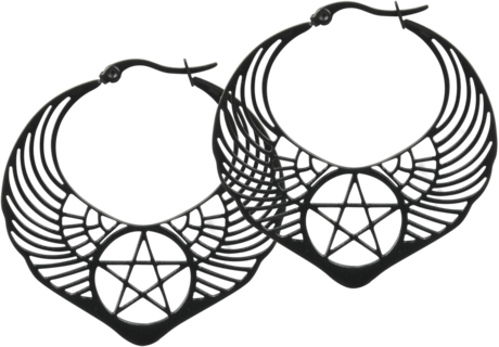 Winged Pentagram Hoops - Säljs i par