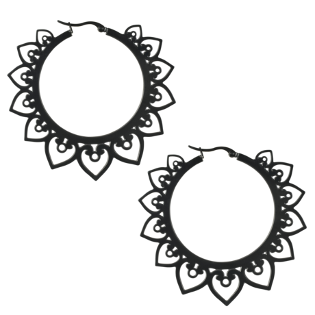 Black Hearts Hoops - Sold in Pair