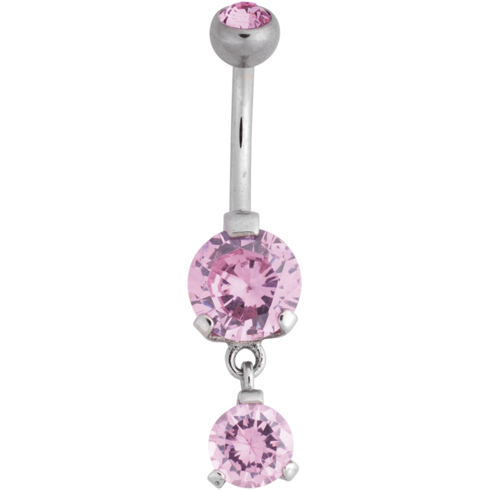 Product Image for Navelpiercing - Dubbel Diamond Navelpiercing - Stål, Rosa - Barbarella