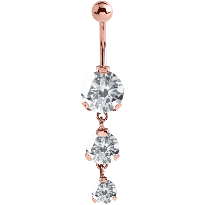 Rosé Triple Diamonds Navelpiercing - Stål