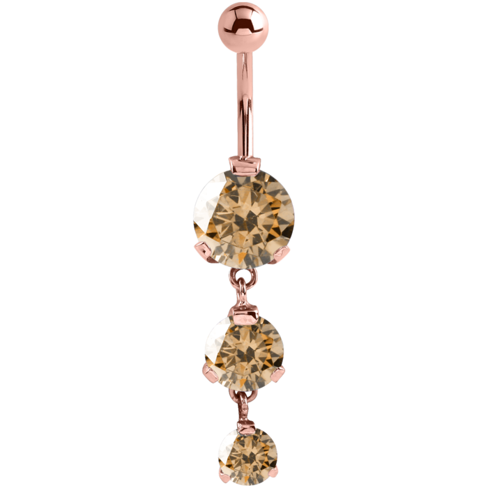 Product Image for Navelpiercing - Rosé Triple Diamonds Navelpiercing - Stål, Champagne - Barbarella