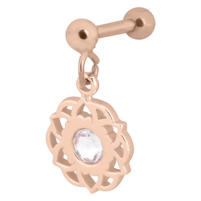 Rosé Mandala Ear Barbell - Stål
