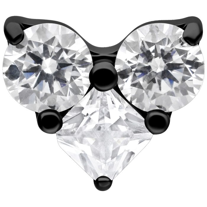 Black Crystal Heart Top For Threadless Stem - Titan
