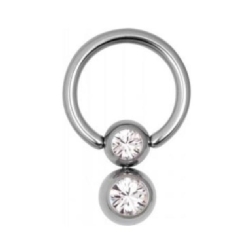 Double Jewelled Short Pendulum Ring - Titan