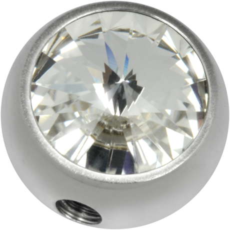 Product Image for Piercing toppar - Sidogängad Kula med Sten - Titan, Vit Kristall - Barbarella
