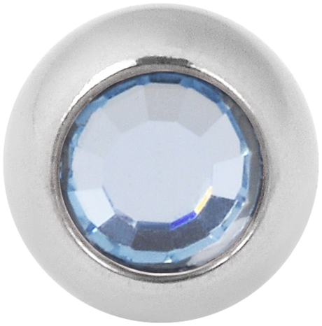 Product Image for Piercing toppar - Invändigt Gängad Kula med Sten - Titan, Ljusblå - Barbarella