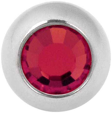 Product Image for Piercing toppar - Invändigt Gängad Kula med Sten - Titan, Röd - Barbarella