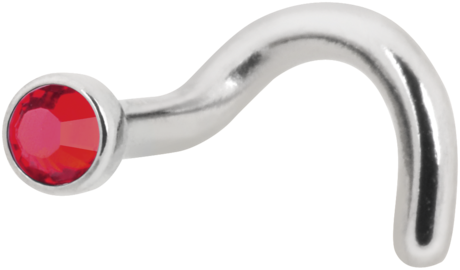 Product Image for Näspiercing - Nässkruv med platt sten - Titan, Röd - Barbarella