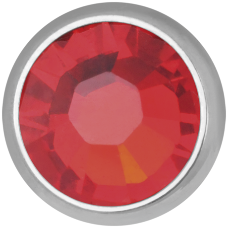 Product Image for Piercing toppar - Invändigt Gängad Dermal Topp med Sten - Titan, Röd - Barbarella