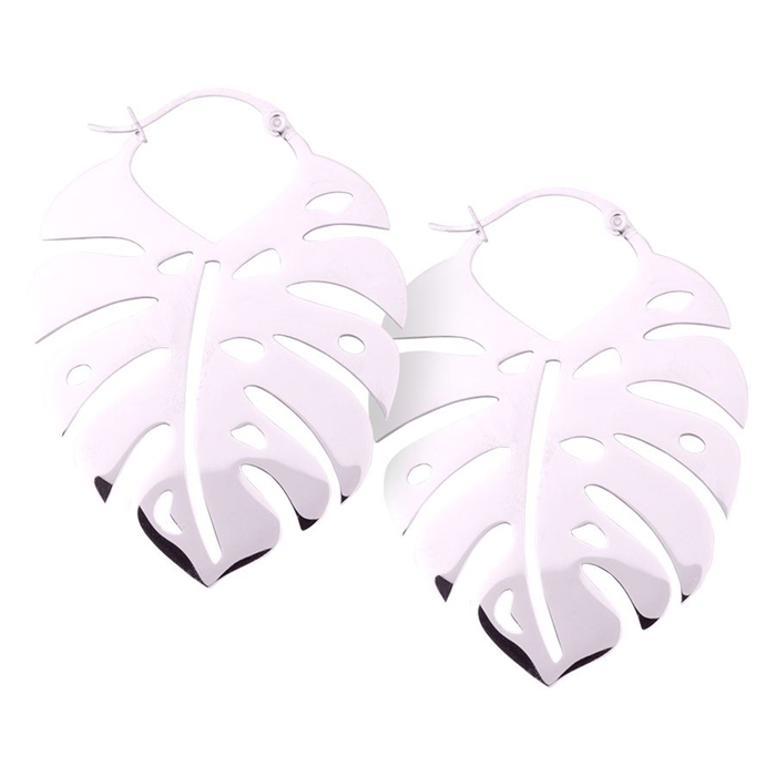 Big Monstera Leaf Steel Hoops - Sold in Pair