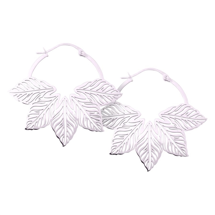 Abey Leaf Hoops Steel - Sold in Pair